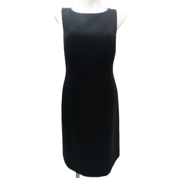 Ann Taylor Black Sheath Dress Topstitching detail Sleeveless 6 Women's - Picture 1 of 5